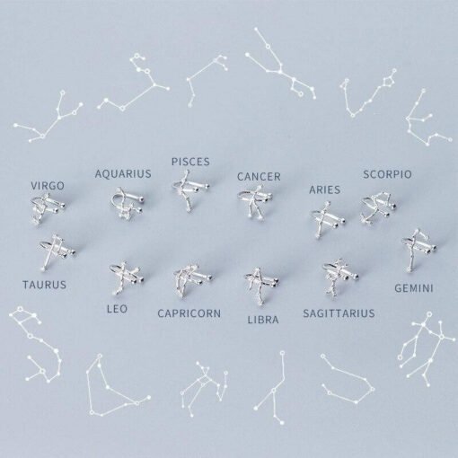 Collection Scorpio Constellation Earrings Clip Women Silver