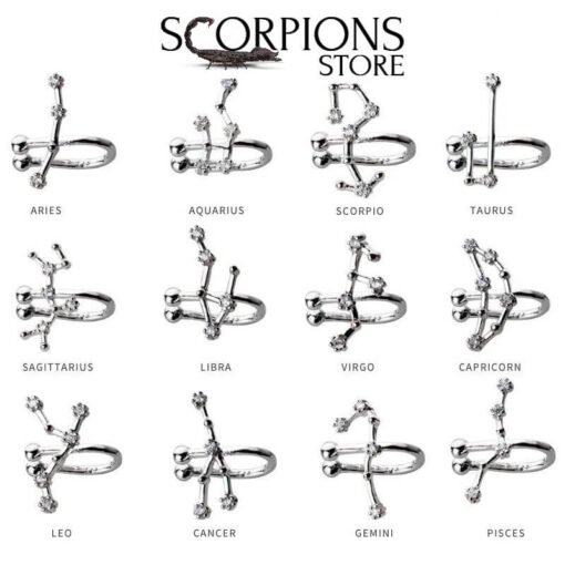 Collection Scorpio Constellation Earrings Clip Women Silver_