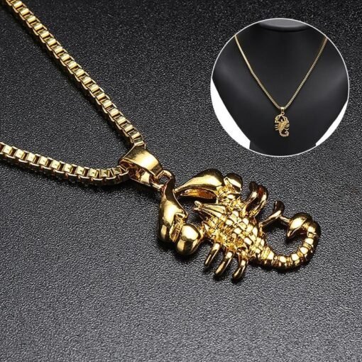 Gold Scorpion Necklace Men