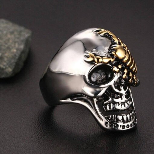 Scorpion Biker Ring Skull