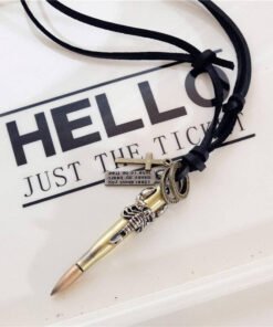 Scorpion Bullet Necklace Black Real Leather Rope