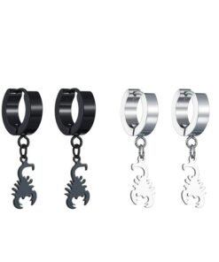 Scorpion Dangle Earrings Black and silver Women
