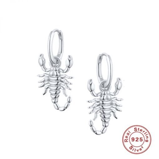 Scorpion Hoop Earrings Real Silver Sterling Women
