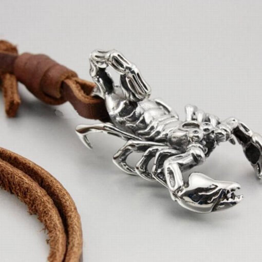 Scorpion Necklace Men Real Leather Rope