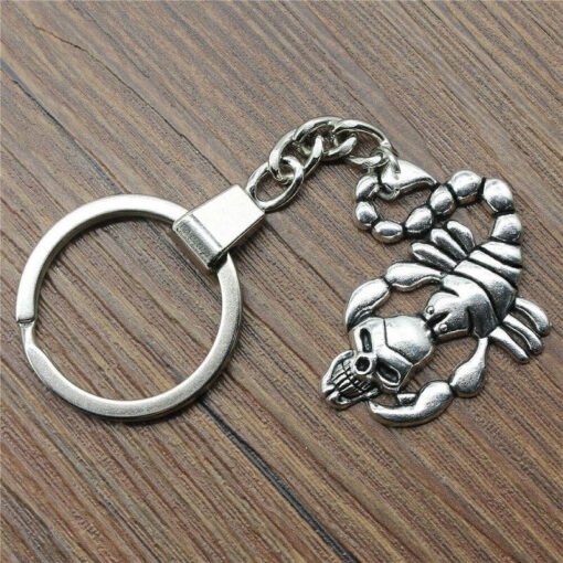 Skull Scorpion Keychain silver color