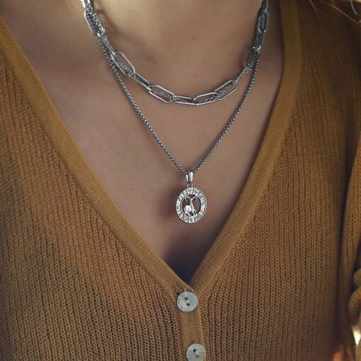 Women Silver Necklace Zodiac