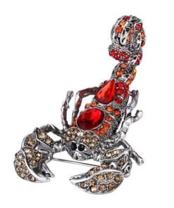 Full red and shiny Rhinestone Scorpion Brooch